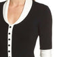 Vestido justo de malha com gola xale feminino Anne Klein, preto, tamanho pequeno