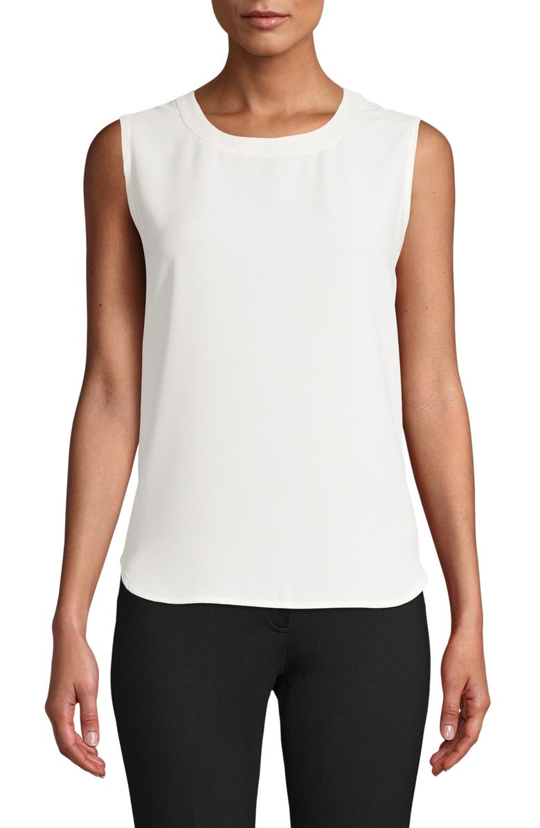 Blusa feminina Anne Klein com decote redondo e sem mangas, branca, tamanho XX-G