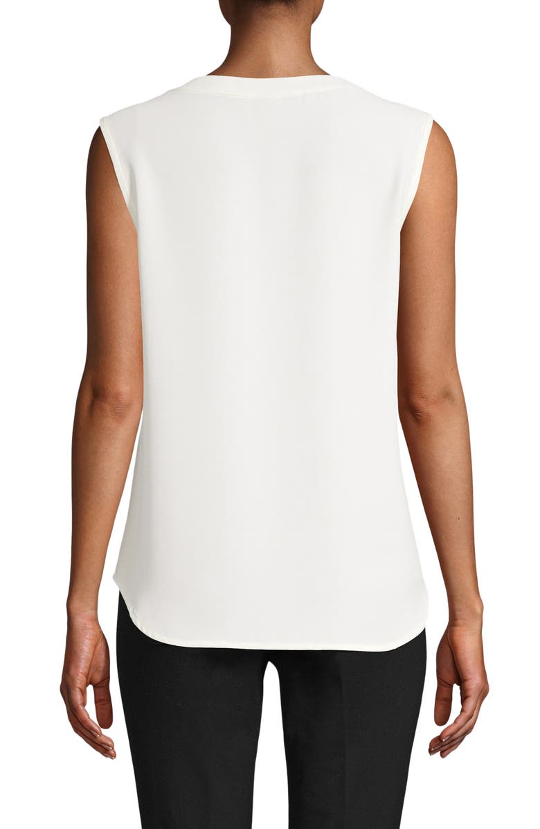 Blusa feminina Anne Klein com decote redondo e sem mangas, branca, tamanho XX-G