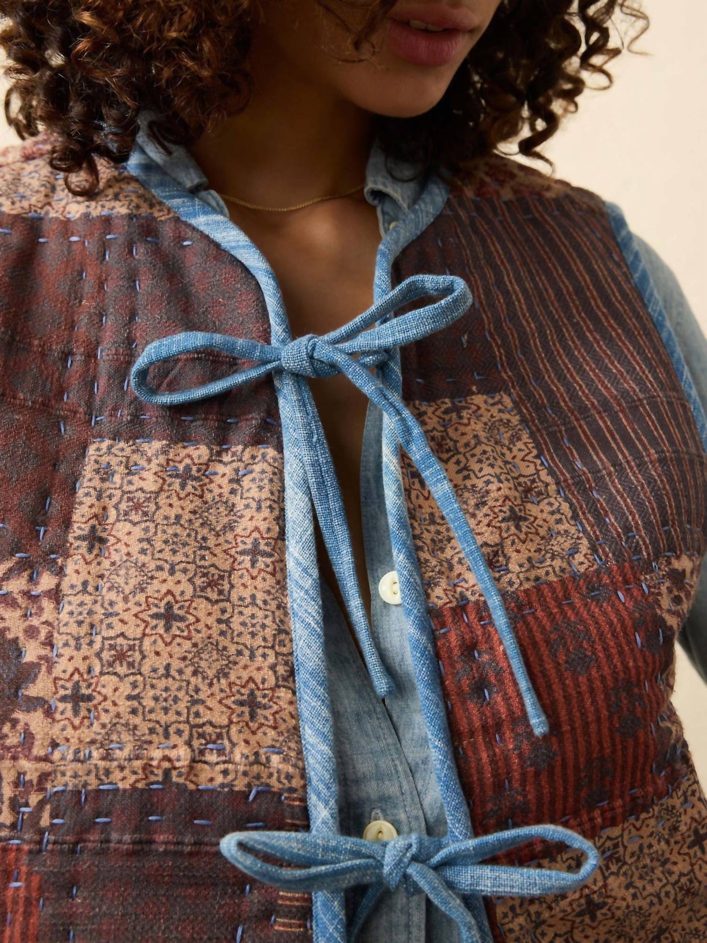 Faherty - Indigo Quilted Patchwork Vest
