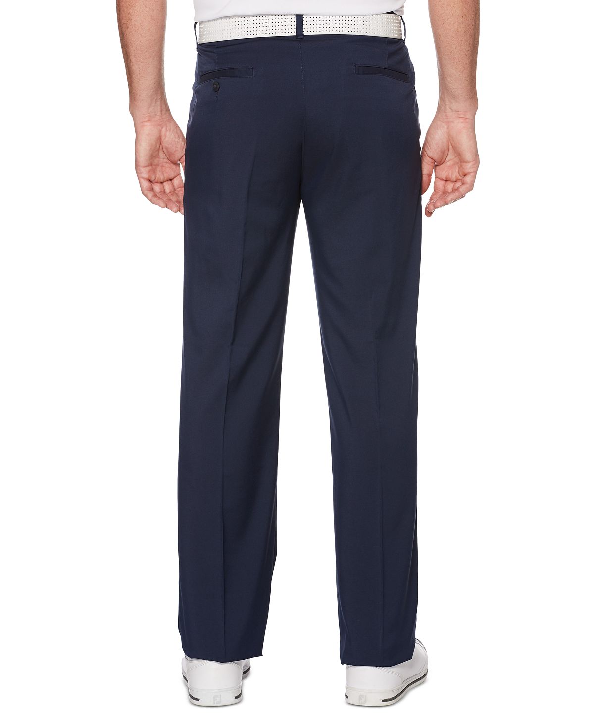 Calça de golfe masculina com cós ativo e frente plana PGA Tour, azul, tamanho 34x32
