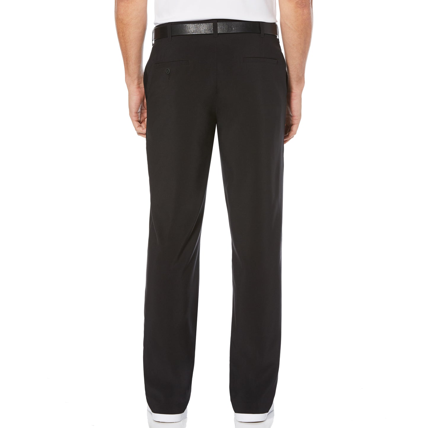 Calça de golfe Ben Hogan masculina com cós flexível ativo sólido e elástico em 4 direções, frente plana, preta, tamanho 36x30