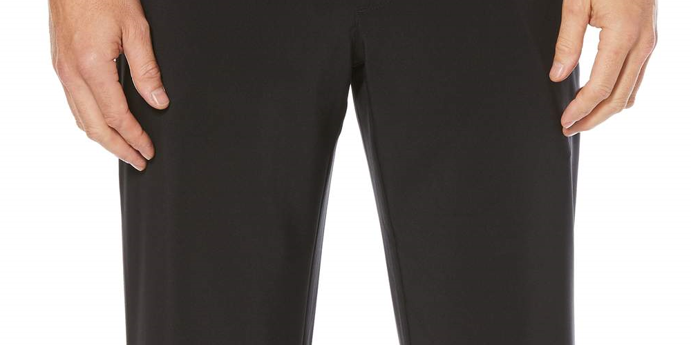 Calça de golfe Ben Hogan masculina com cós flexível ativo sólido e elástico em 4 direções, frente plana, preta, tamanho 36x30