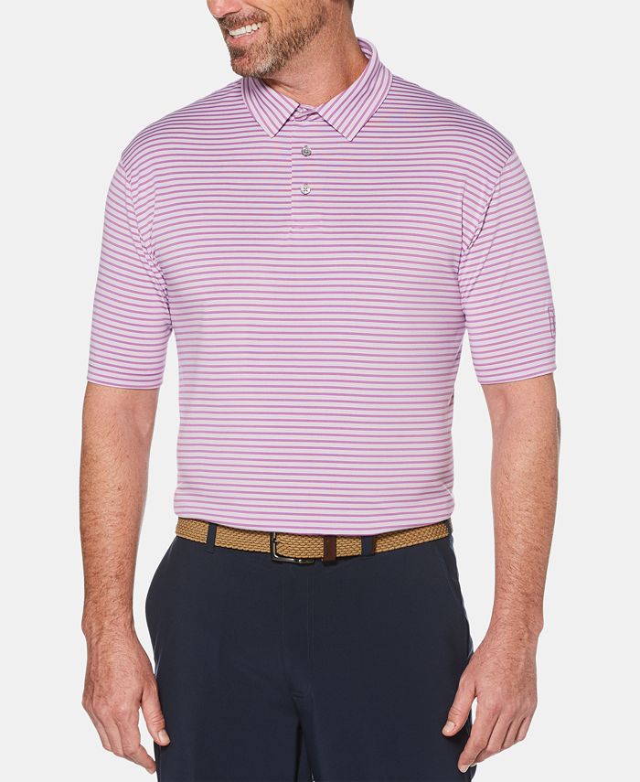 Camisa polo masculina listrada de manga curta PGA Tour, roxa, tamanho XX-G