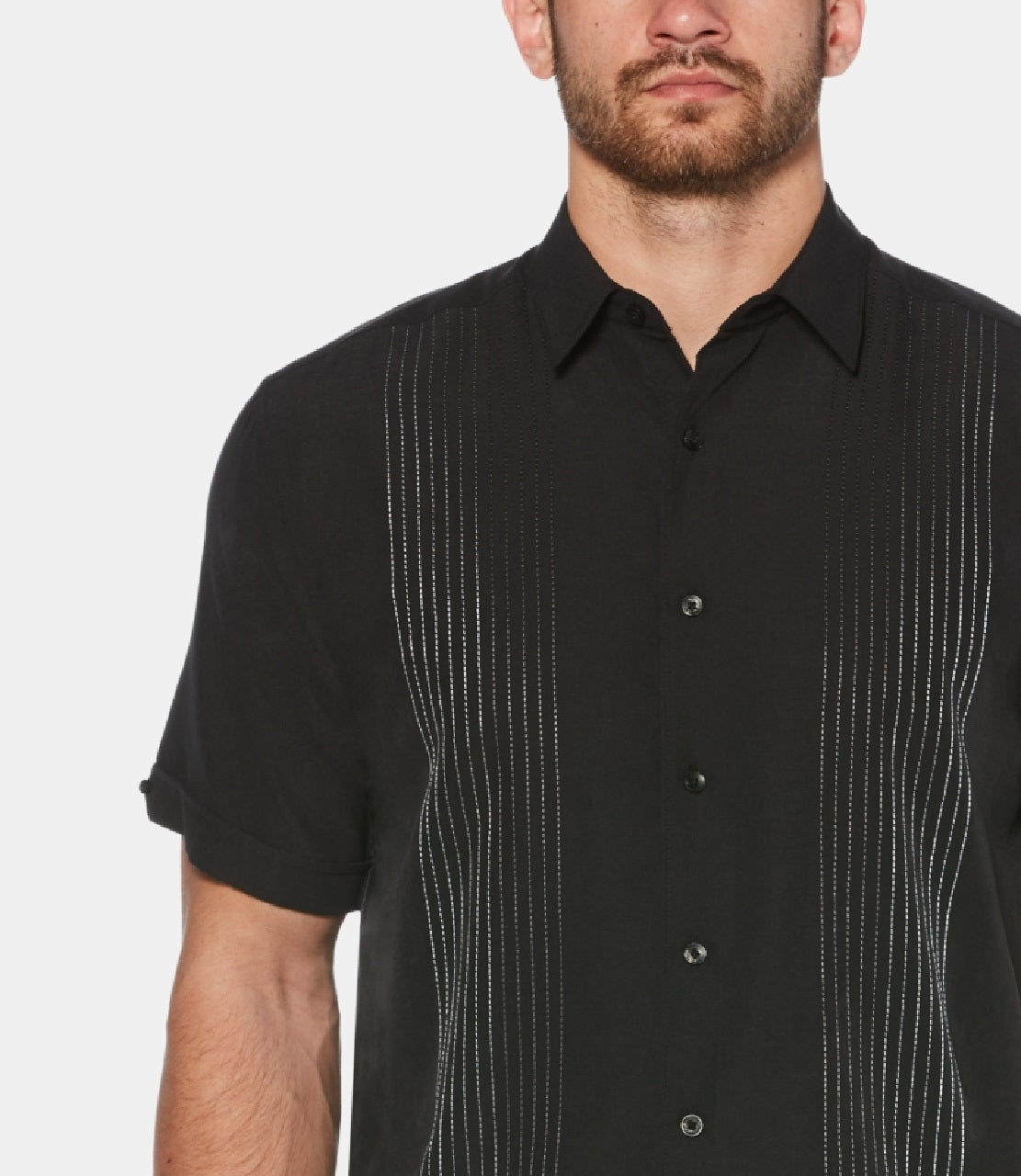 Camisa listrada ombré masculina Cubavera preta tamanho XX-G