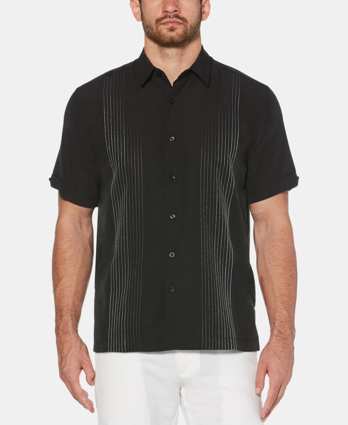 Camisa listrada ombré masculina Cubavera preta tamanho XX-G