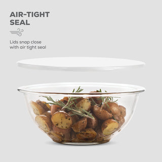 Tigelas de vidro para misturar com tampas - conjunto de 8 peças 