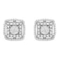 .925 Sterling Silver 1.0 Cttw Round Diamond Double Halo and Disc Stud Earring (I-J Color, I2-I3 Clarity)