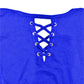Thalia Sodi Cardigan feminino com amarração nas costas e alças largas, azul