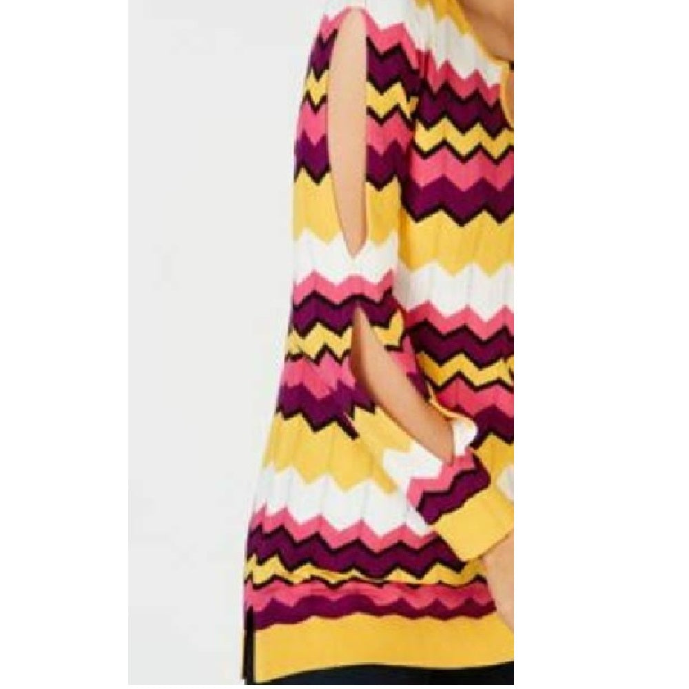 Suéter túnica feminino Chevron com várias listras Thalia Sodi, tamanho médio