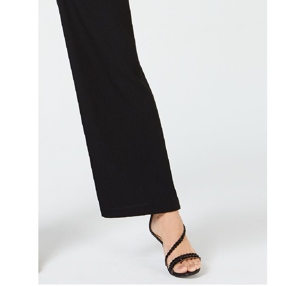 Calça feminina Thalia Sodi de perna larga, preta, tamanho grande