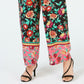 Calça feminina Thalia Sodi com estampa floral rosa e perna larga, tamanho grande