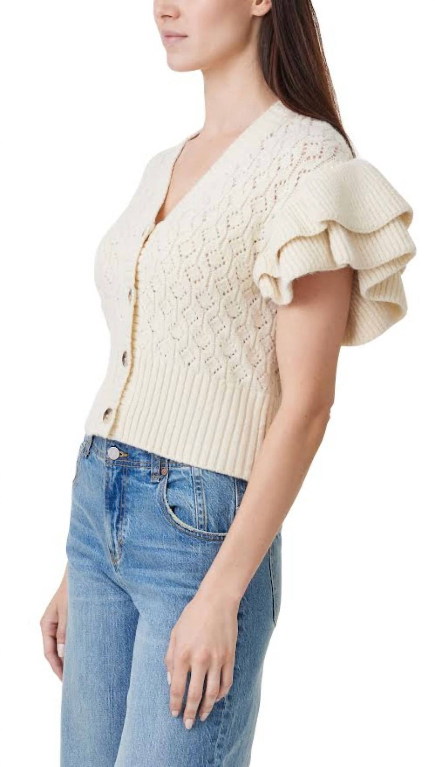 Habitual - Double Ruffle Sleeve Cardigan