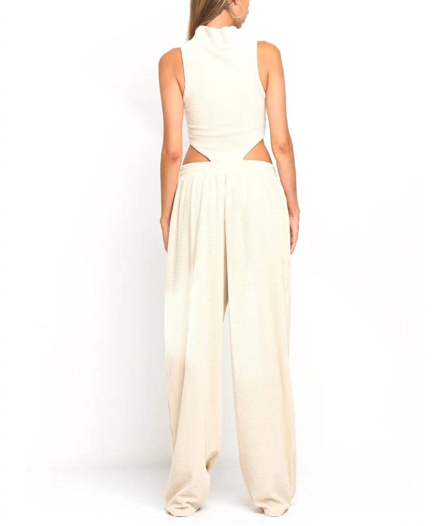 Fashion Nova - Women's Waffle Bodysuit Pants Set