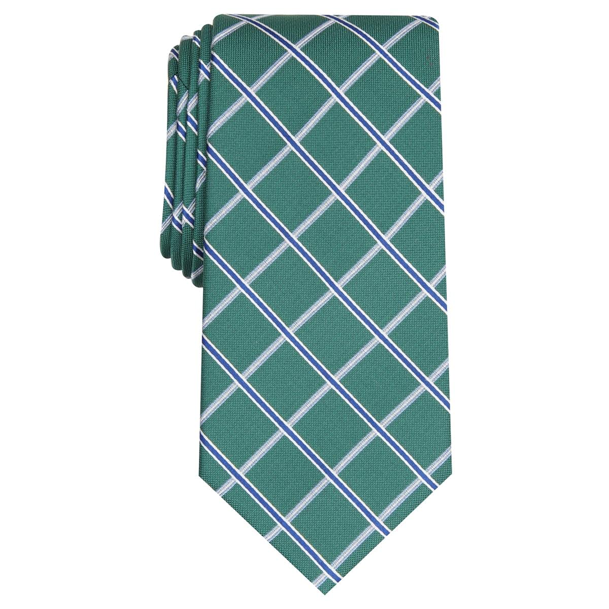 Club Room Mens Mandel Grid Silk Blend Checkered Neck Tie Green O/S
