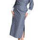 ELOQUII Women's Plus Size Striped Midi Shirt Dress - 16, Navy/White Stripe