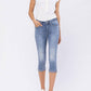 Judy Blue - Mid Rise Lite Wash Destroyed Skinny Fit Capri