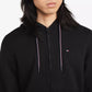 Tommy Hilfiger Moletom com capuz masculino com cordão e zíper, preto, tamanho pequeno