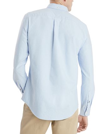 Camisa Oxford Masculina Tommy Hilfiger Custom Fit New England Solid Azul Tamanho X-G