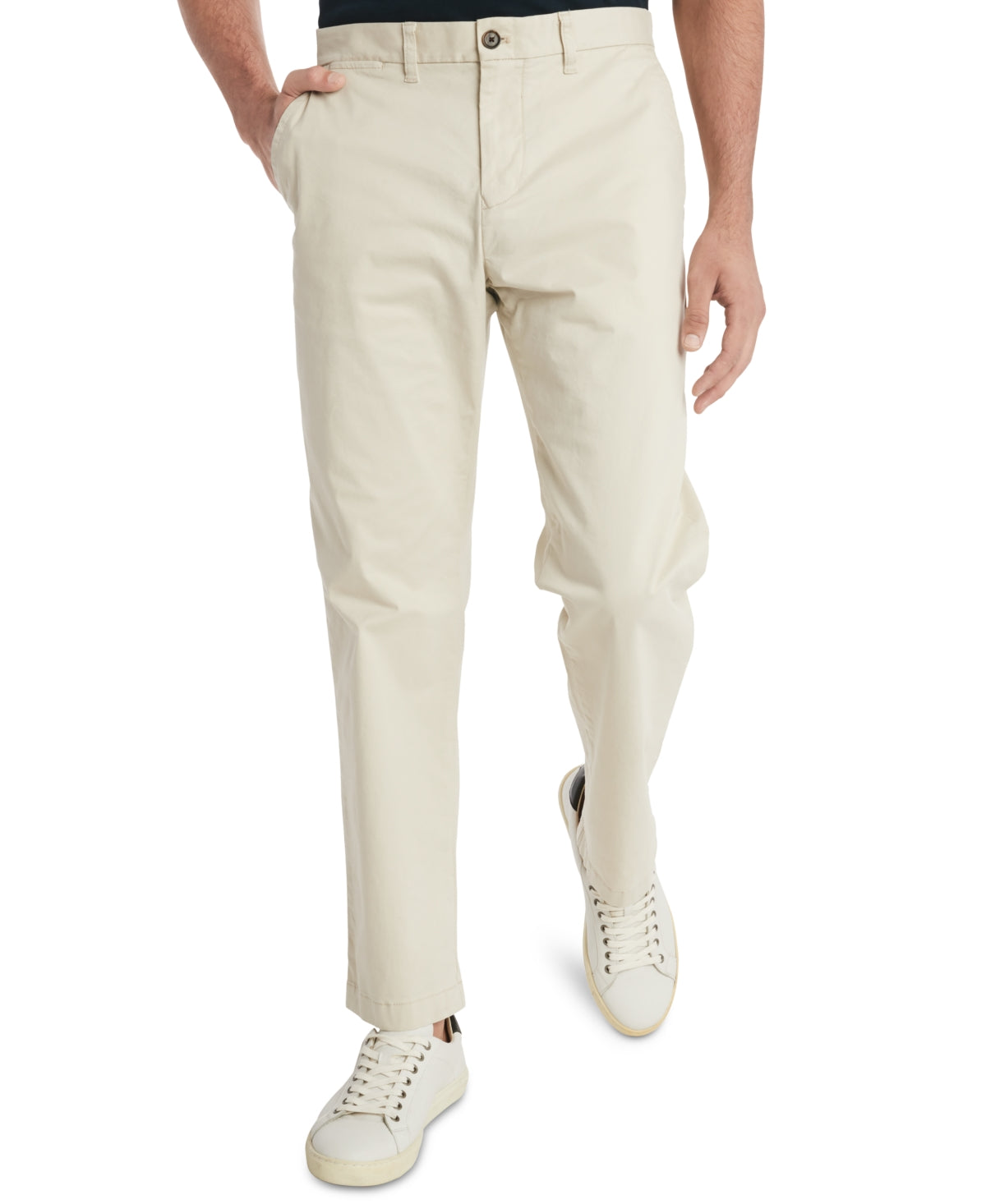 Calça Chino Tommy Hilfiger Masculina Th Flex Stretch Custom Fit Marrom Tamanho 40X30