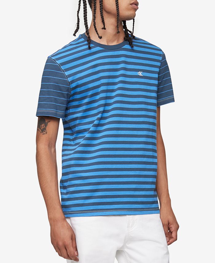 Camiseta Calvin Klein Masculina Listrada Rugby Azul Tamanho P