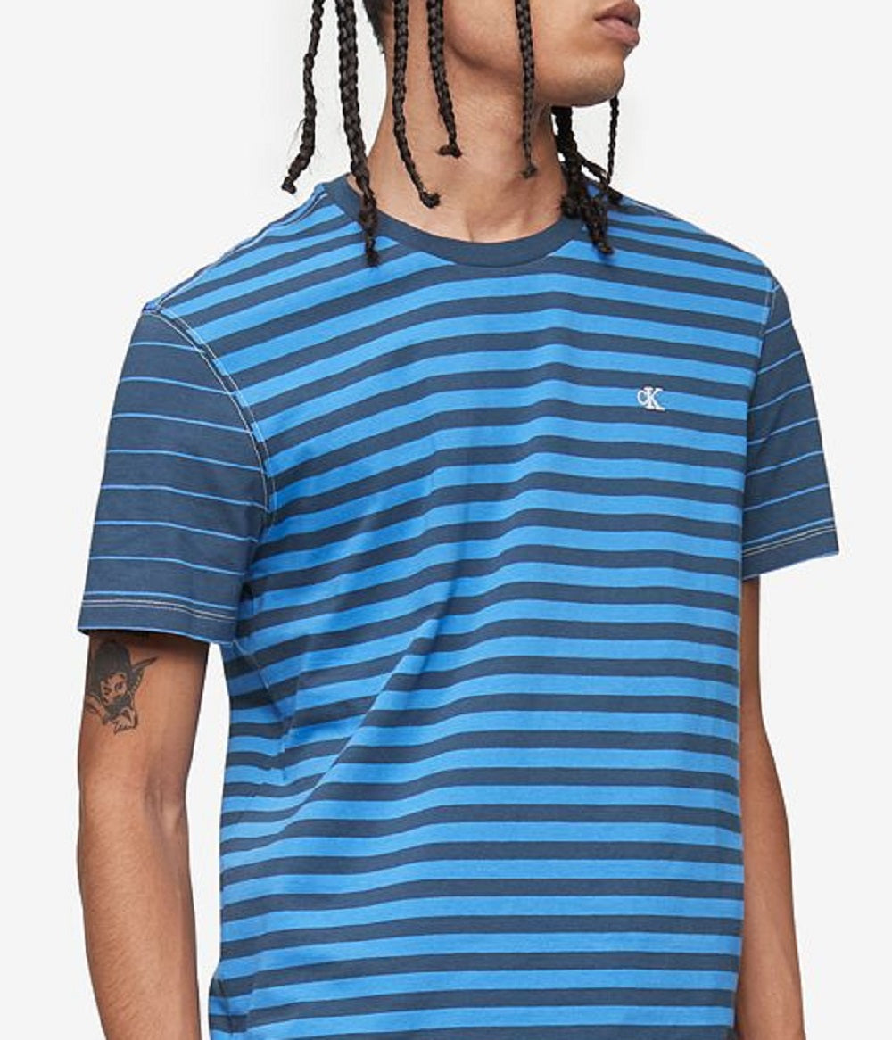 Camiseta Calvin Klein Masculina Listrada Rugby Azul Tamanho P