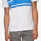 Camiseta Calvin Klein Masculina Listrada no Peito Branca Tamanho XX-G
