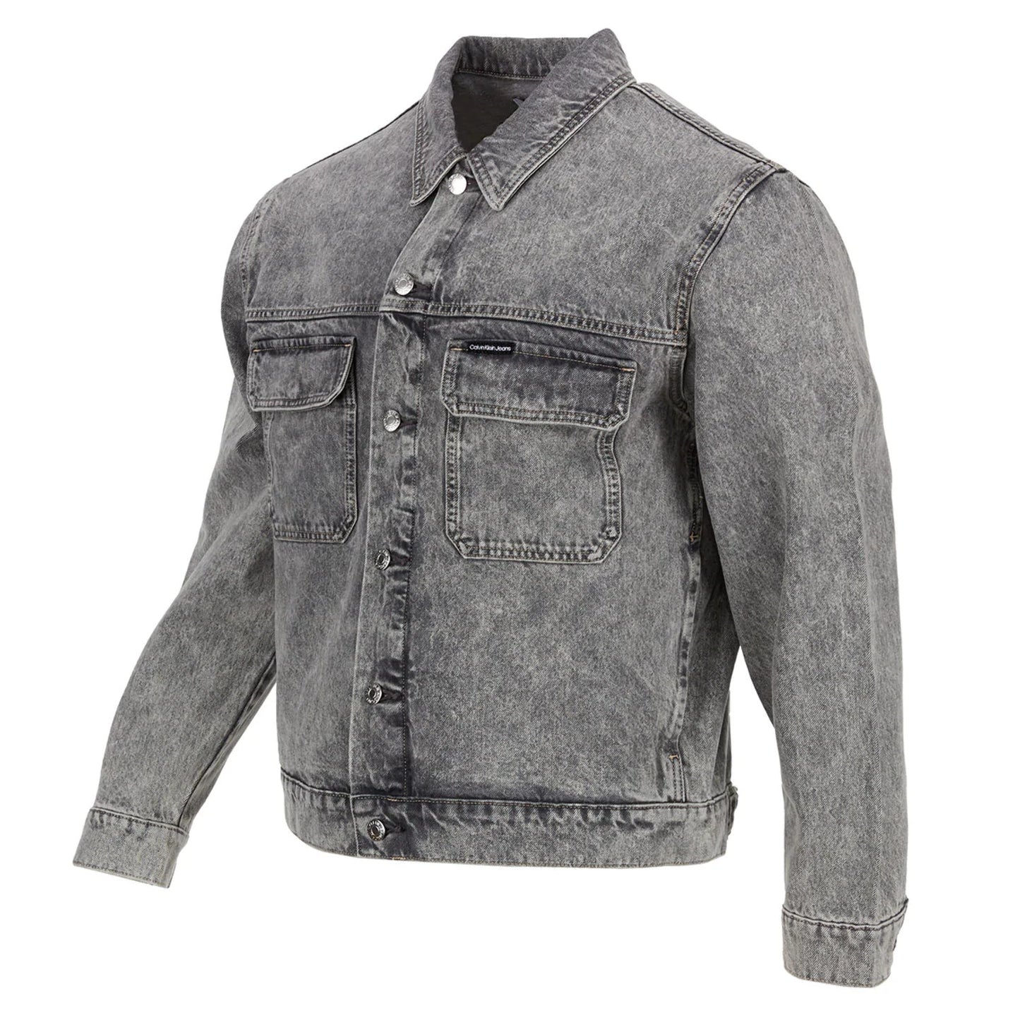 Jaqueta Trucker Calvin Klein Masculina Iconic Relaxed Fit Cinza Tamanho Grande