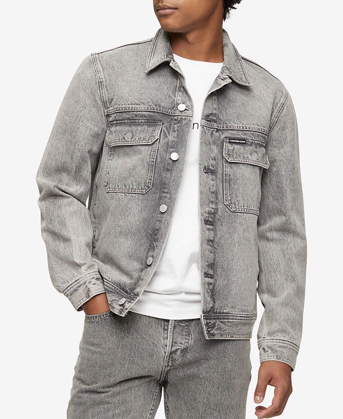 Calvin Klein Jaqueta Trucker Utilitária Palmer Iconic Relaxed Fit Masculina Cinza Tamanho X-G