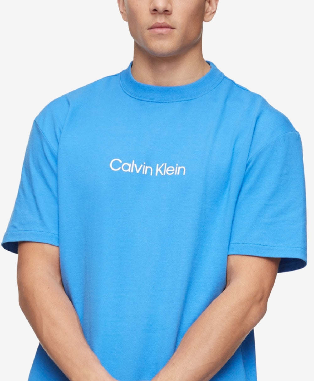 Camiseta Calvin Klein Masculina Gola Redonda Algodão Azul Tamanho Médio