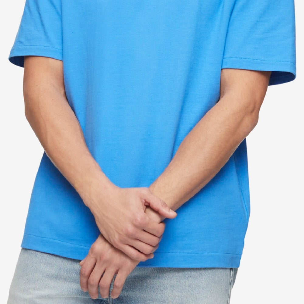 Camiseta Calvin Klein Masculina Gola Redonda Algodão Azul Tamanho Médio