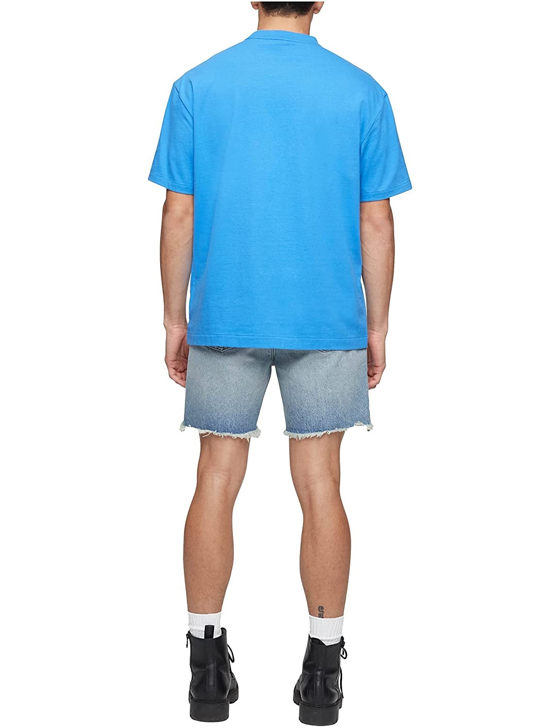 Camiseta Calvin Klein Masculina Relaxed Fit com Logo Padrão e Gola Redonda Azul Tamanho X-G
