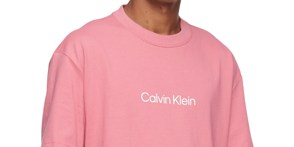 Camiseta Calvin Klein Masculina Relaxed Fit com Logo Padrão e Gola Redonda Rosa Tamanho XXG