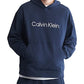 Calvin Klein Masculino Relaxed Fit Standard Logo Terry Hoodie Azul Tamanho X-G