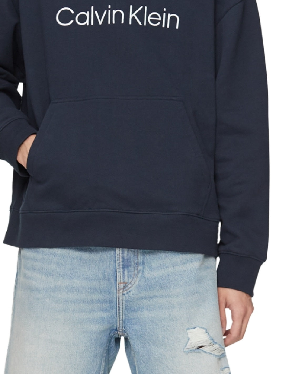 Calvin Klein Masculino Relaxed Fit Standard Logo Terry Hoodie Azul Tamanho XX-G