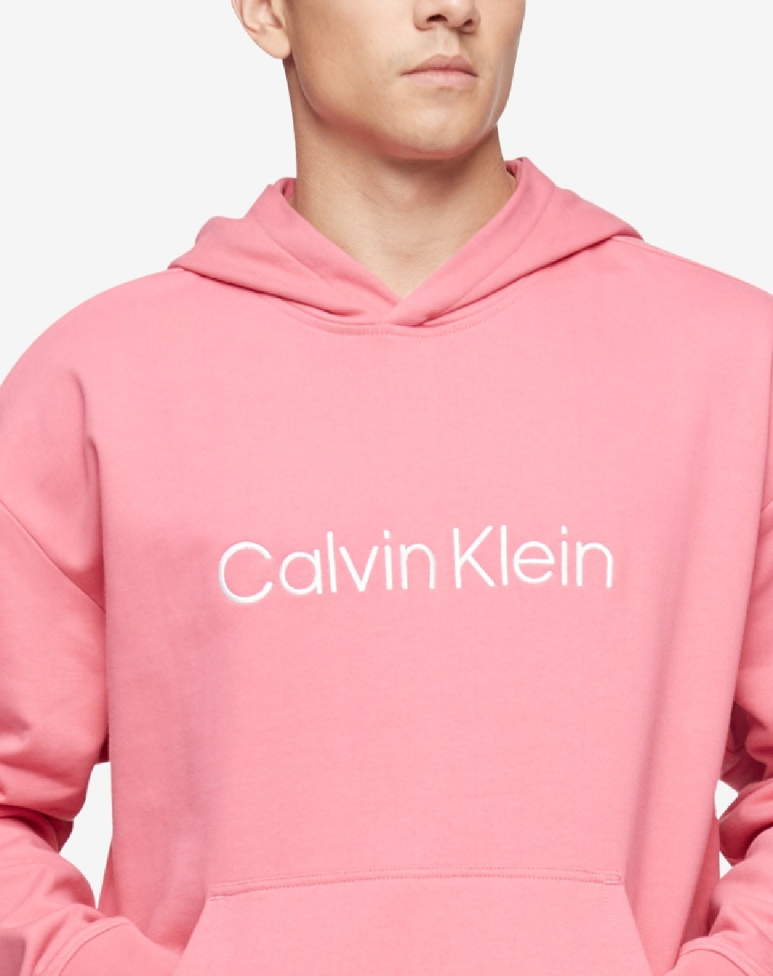 Calvin Klein Masculino Relaxed Fit Standard Logo Terry Hoodie Rosa Tamanho P