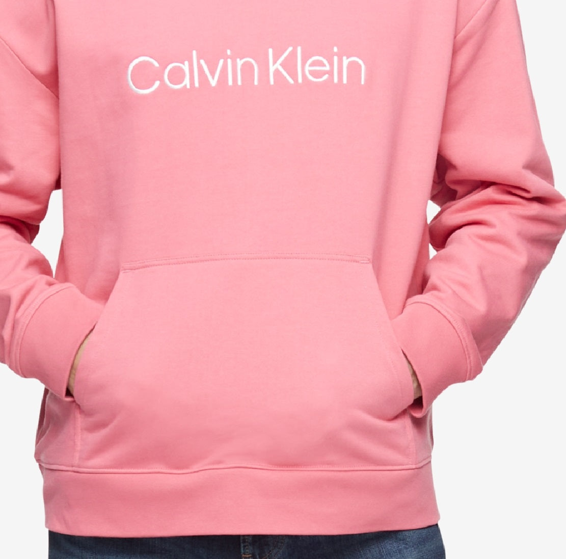Calvin Klein Masculino Relaxed Fit Standard Logo Terry Hoodie Rosa Tamanho P
