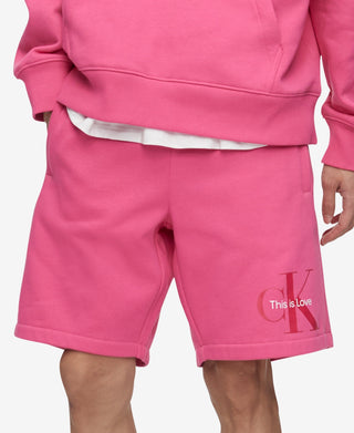 Calvin Klein Shorts Masculino Casual com Cordão Elástico Rosa