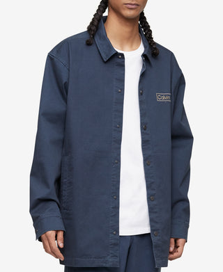 Camisa Calvin Klein Masculina Relaxed Fit Box Logo Azul Tamanho XX-G