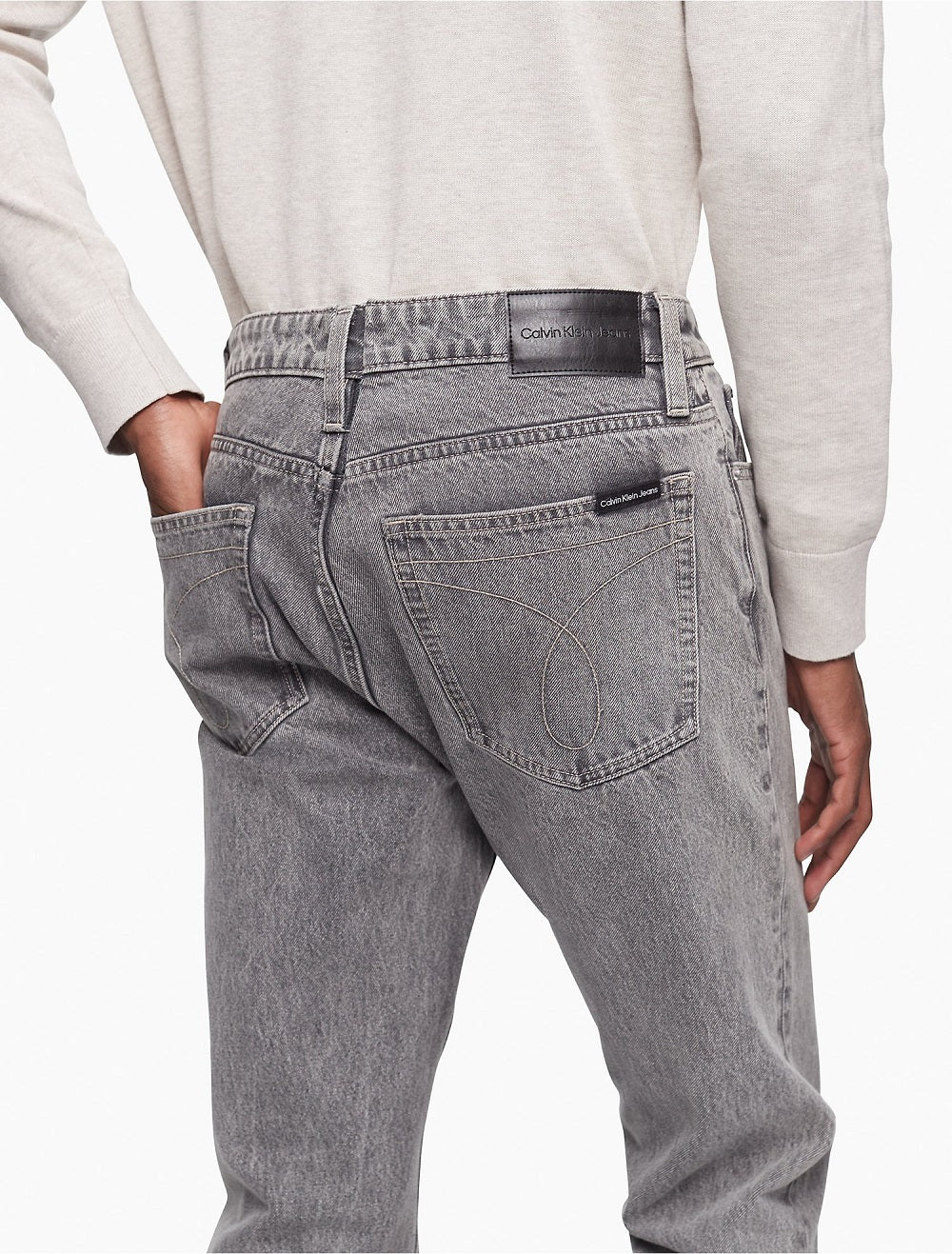 Calça Jeans Masculina Calvin Klein Slim Straight Fit Stretch Cinza Tamanho 33X30