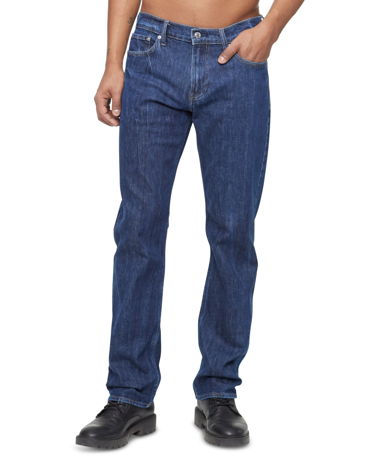 Calça Jeans Calvin Klein Masculina Straight Fit Stretch Azul Tamanho 31X30