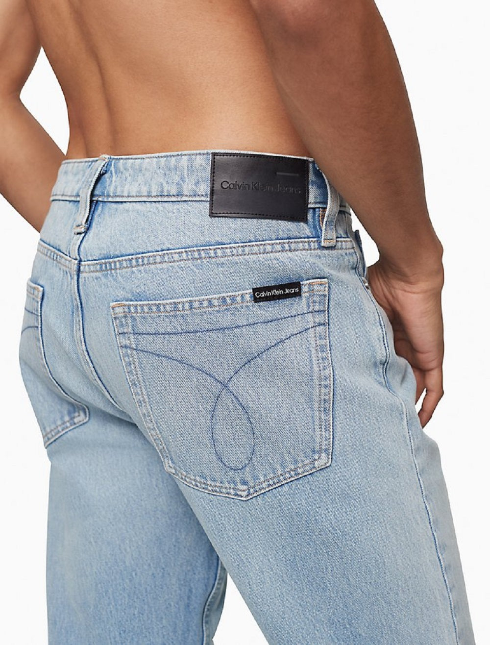 Calça Jeans Masculina Calvin Klein Slim Straight Fit Stretch Azul Tamanho 34X32