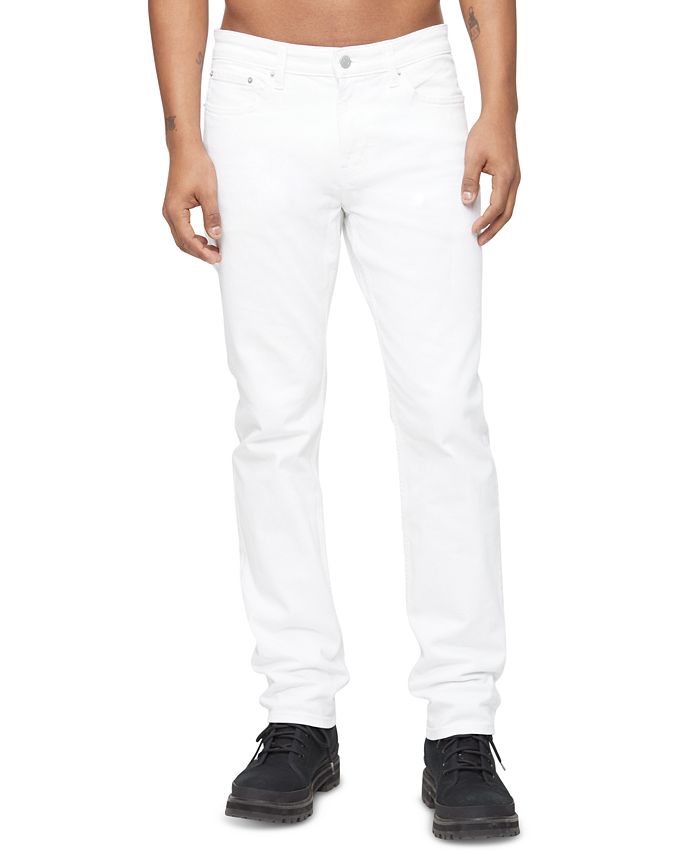 Calça Jeans Calvin Klein Lewis Slim Fit Stretch Masculina Branca Tamanho 38X32