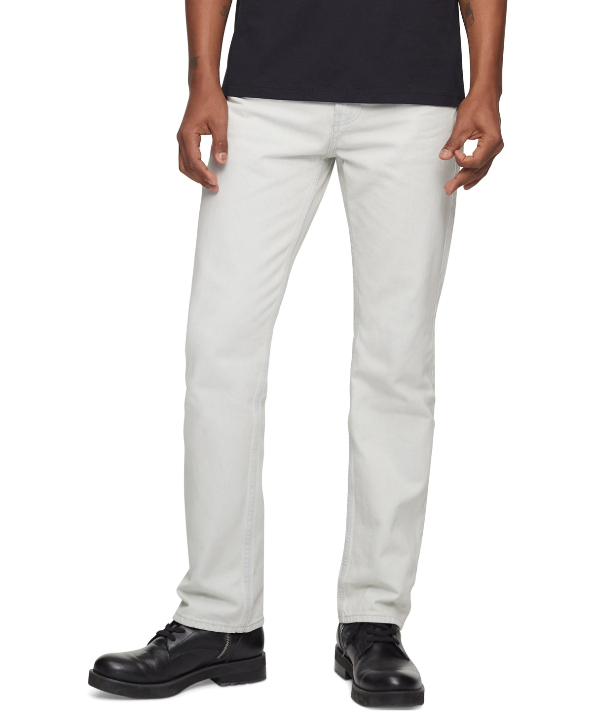 Calça Jeans Stretch Masculina Calvin Klein Straight Fit Branca Tamanho 34X32