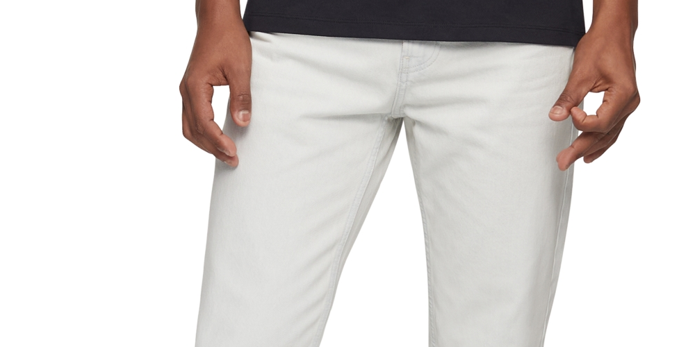 Calça Jeans Stretch Masculina Calvin Klein Straight Fit Branca Tamanho 34X32