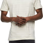 Camiseta Calvin Klein Masculina Regular Fit Manga Curta Listrada Gola Redonda Branca Tamanho P