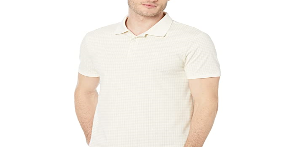 Polo Calvin Klein Masculino Manga Curta Algodão Liso Estampado em Grade Branco Tamanho P