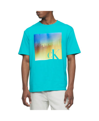 Camiseta Calvin Klein Masculina Relaxed Fit Pride Graphic Crewneck Azul Tamanho GG