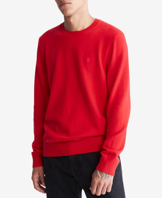 Calvin Klein Masculino Regular Fit Merino Wool Crewneck Sweater Vermelho Tamanho XX-G