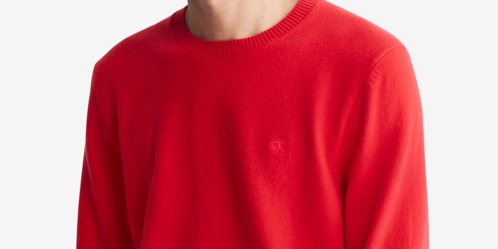 Calvin Klein Masculino Regular Fit Merino Wool Crewneck Sweater Vermelho Tamanho XX-G